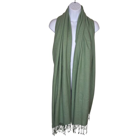 pashmina Accessories - ​Pashmina Boutique 100% Cashmere Scarf Wrap Shawl Sage Green Fringe Nepal